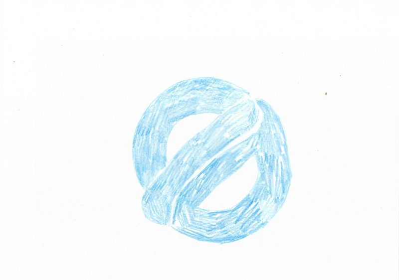 dessins aux crayons de couleurs d'une bouée bleue